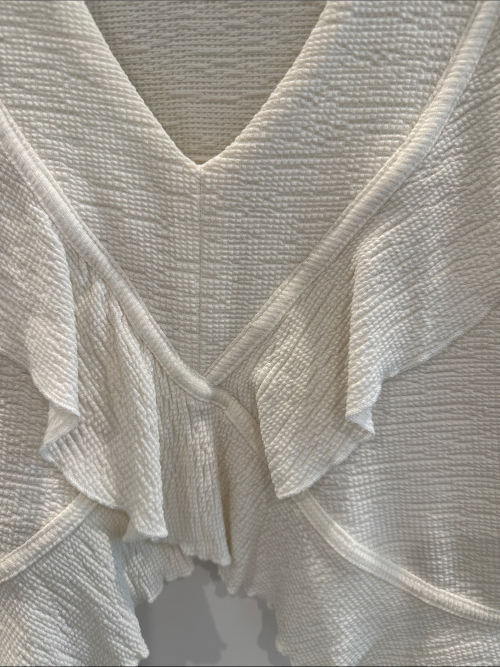American Rag Cream Ruffle V-Neck Textured Camisole - Picture 4 of 5